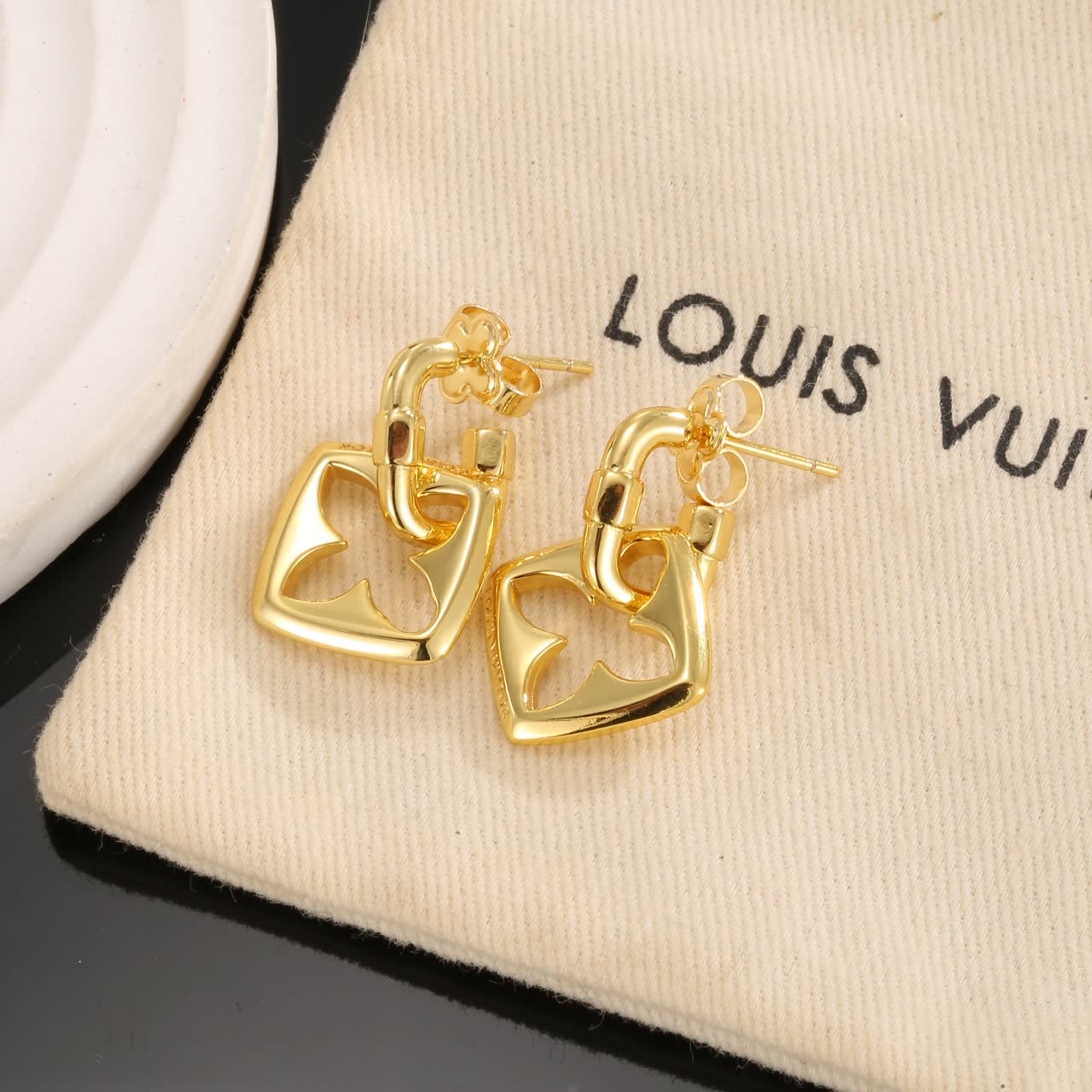 Louis Vuitton Gold Tone Earrings